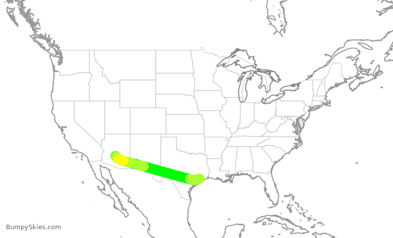 Turbulence forecast map for SWA2267, PHX to HOU