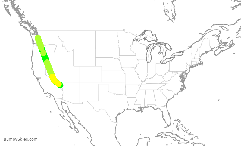 Turbulence forecast map for SWA2267, SEA to LAS