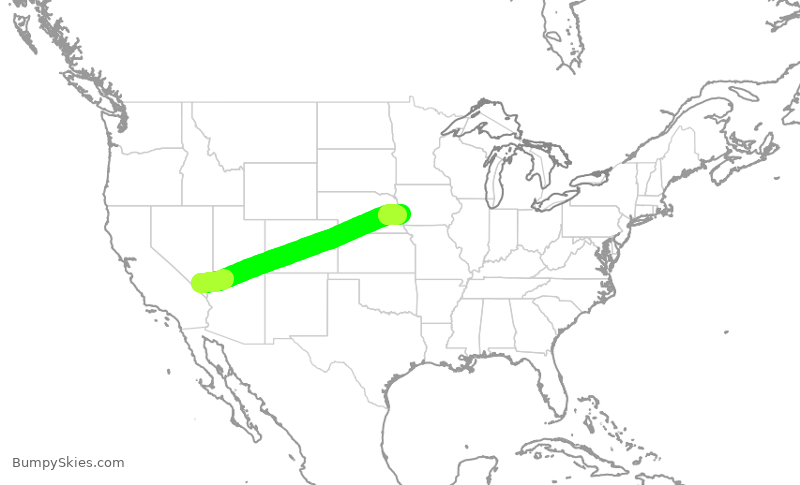 Turbulence forecast map for SWA2270, LAS to OMA