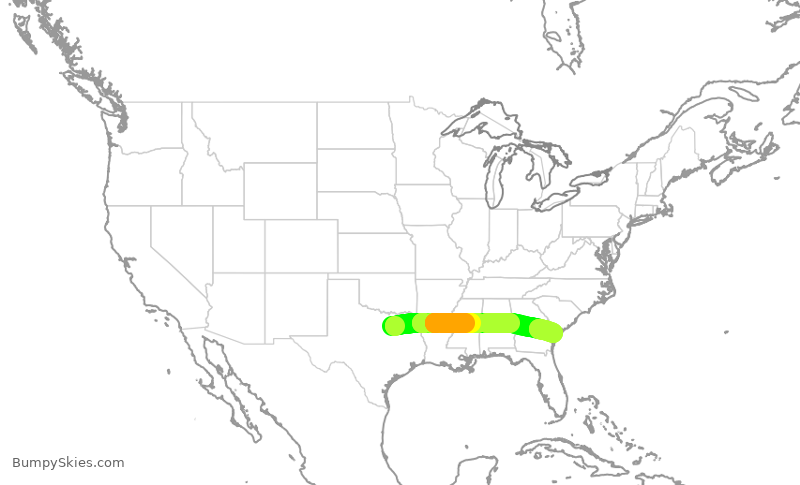 Turbulence forecast map for SWA2277, DAL to SAV