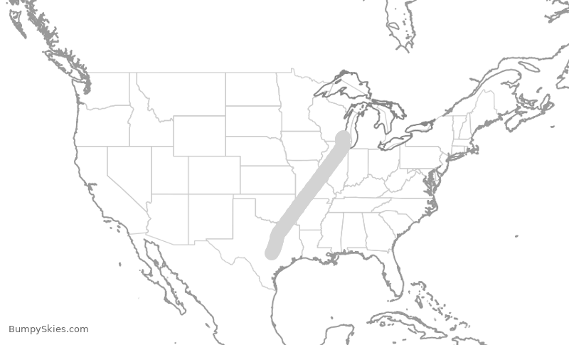 Turbulence forecast map for SWA2278, MKE to BNA
