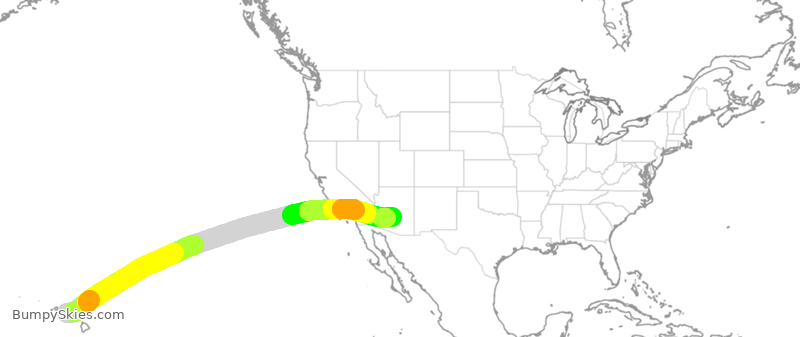 Turbulence forecast map for SWA2279, HNL to PHX
