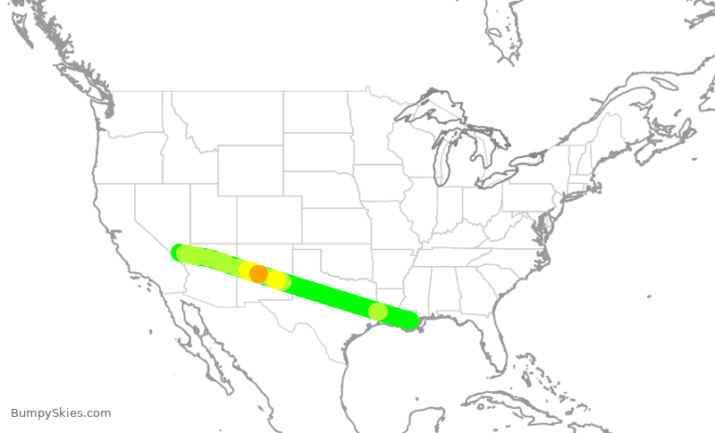 Turbulence forecast map for SWA2281, LAS to MSY