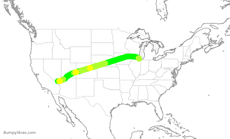 Turbulence forecast map for SWA2283, LAS to ORD