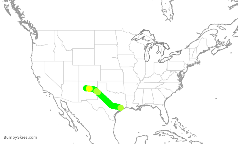 Turbulence forecast map for SWA2286, HOU to ABQ