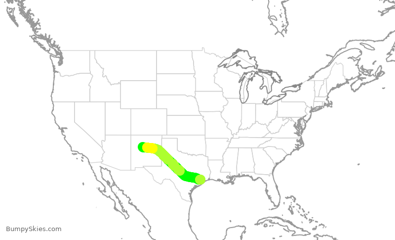 Turbulence forecast map for SWA2287, HOU to ABQ