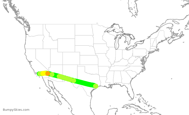 Turbulence forecast map for SWA2289, HOU to LAX
