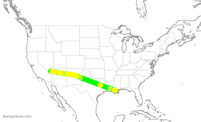Turbulence forecast map for SWA2293, LAS to MSY
