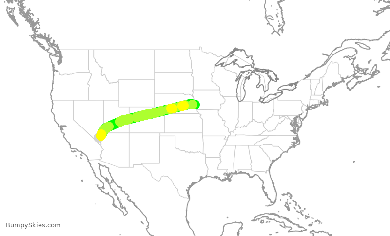 Turbulence forecast map for SWA2294, LAS to OMA