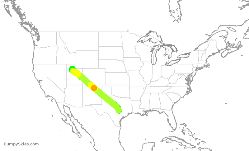 Turbulence forecast map for SWA2301, AUS to SLC