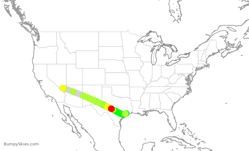 Turbulence forecast map for SWA2302, LAS to HOU
