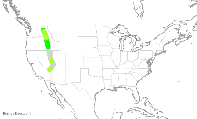 Turbulence forecast map for SWA2306, LAS to GEG