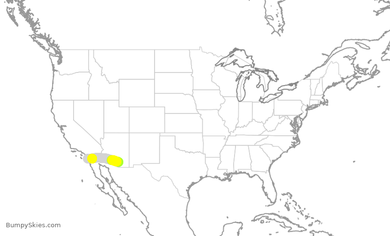 Turbulence forecast map for SWA2310, TUS to SAN
