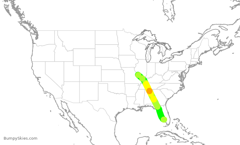 Turbulence forecast map for SWA2311, STL to RSW