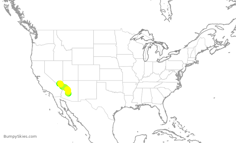 Turbulence forecast map for SWA2313, LAS to PHX