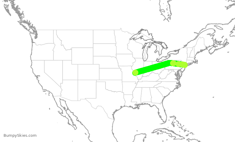 Turbulence forecast map for SWA2315, STL to LGA