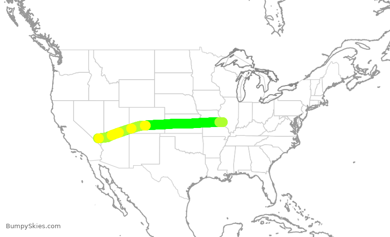 Turbulence forecast map for SWA2317, LAS to STL