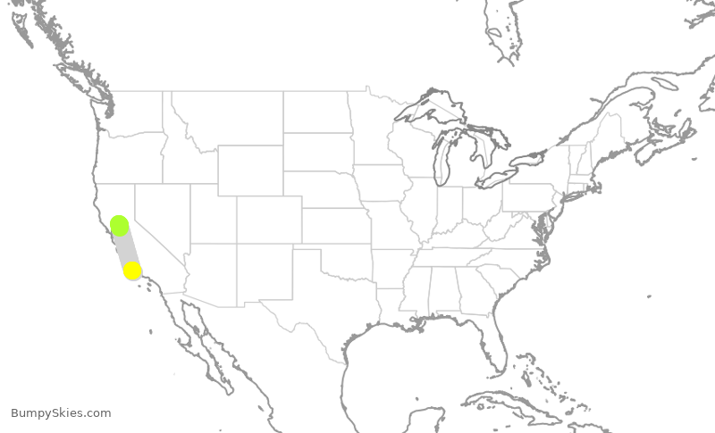 Turbulence forecast map for SWA2319, SMF to SBA