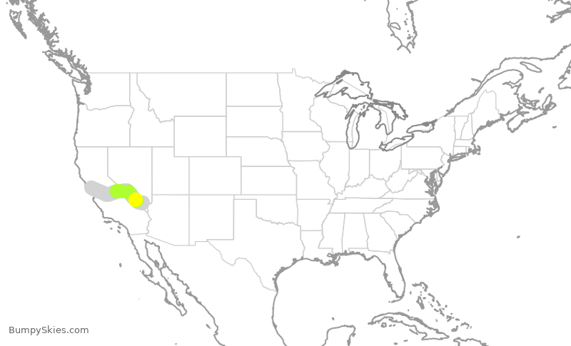 Turbulence forecast map for SWA2325, OAK to LAS