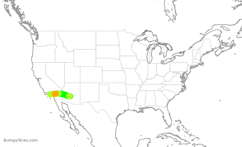 Turbulence forecast map for SWA2327, PHX to LAX