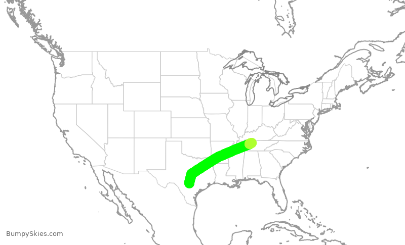 Turbulence forecast map for SWA2327, SAT to BNA