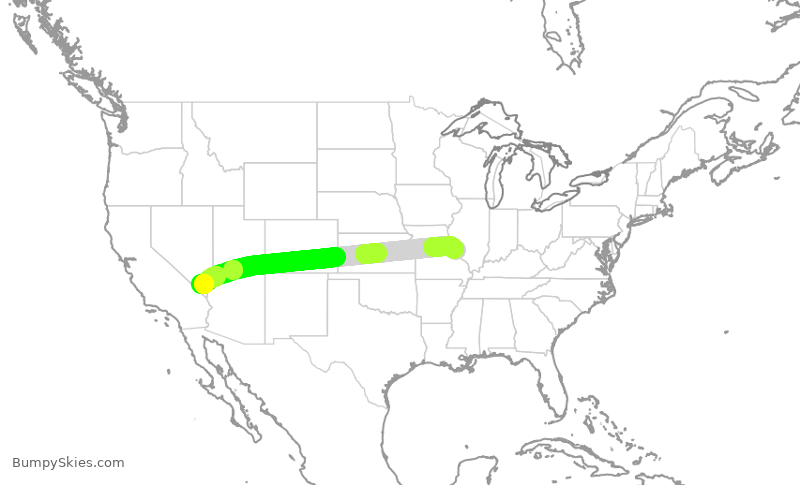 Turbulence forecast map for SWA2327, STL to LAS