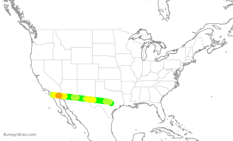 Turbulence forecast map for SWA2328, SAN to AUS