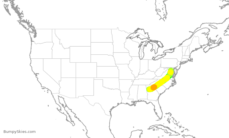 Turbulence forecast map for SWA232, ATL to DCA