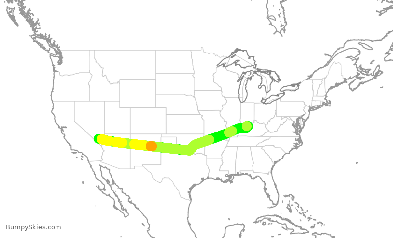 Turbulence forecast map for SWA2339, LAS to SDF