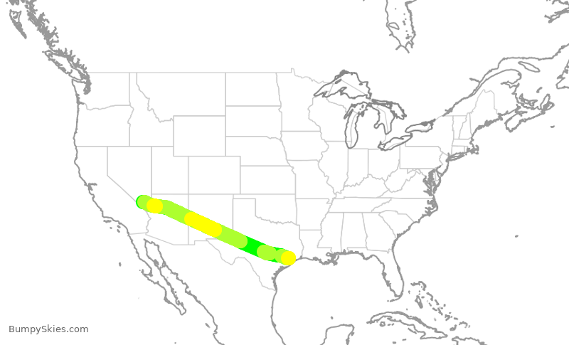 Turbulence forecast map for SWA2340, HOU to LAS