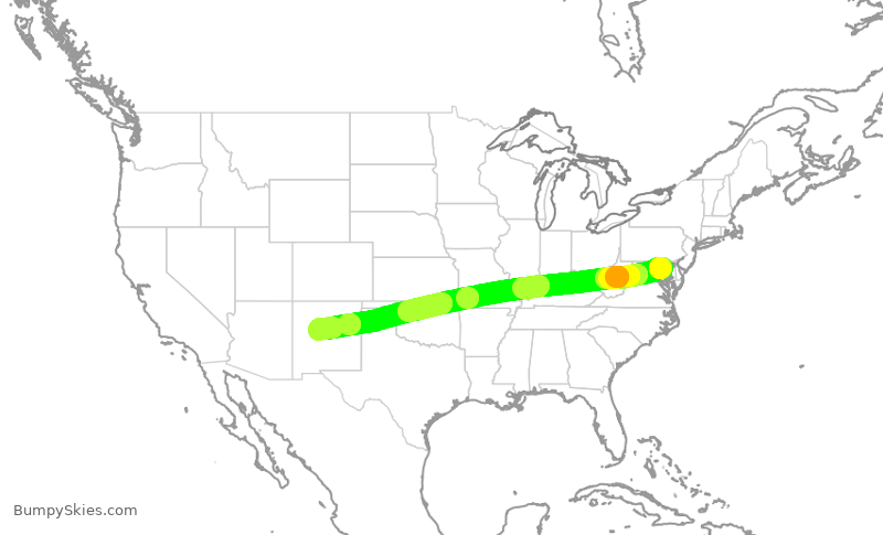 Turbulence forecast map for SWA2346, BWI to ABQ