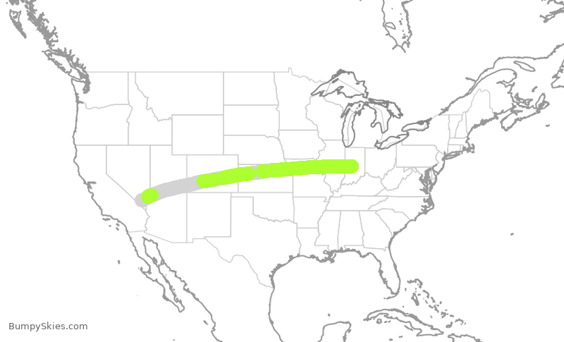 Turbulence forecast map for SWA2346, IND to LAS