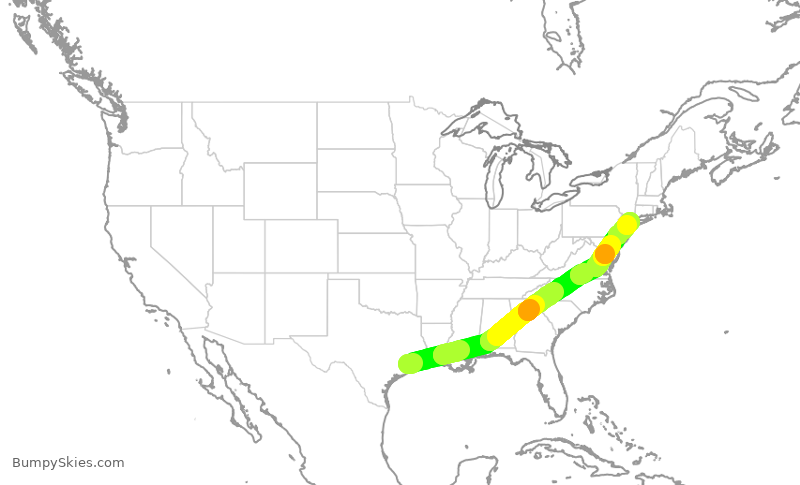 Turbulence forecast map for SWA2349, HOU to LGA