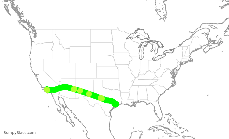 Turbulence forecast map for SWA2349, LAX to HOU