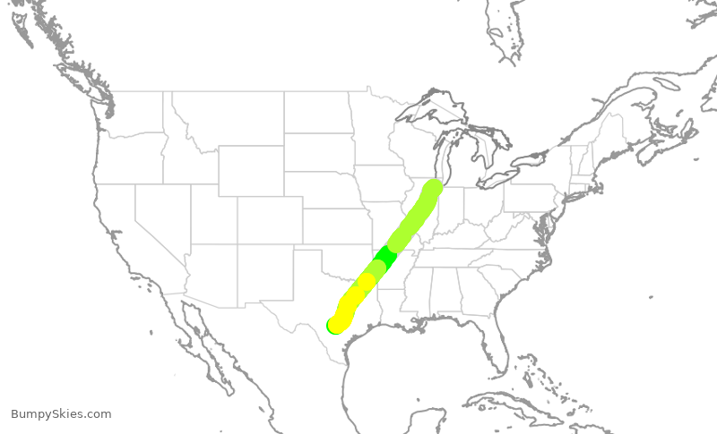 Turbulence forecast map for SWA2350, MDW to SAT