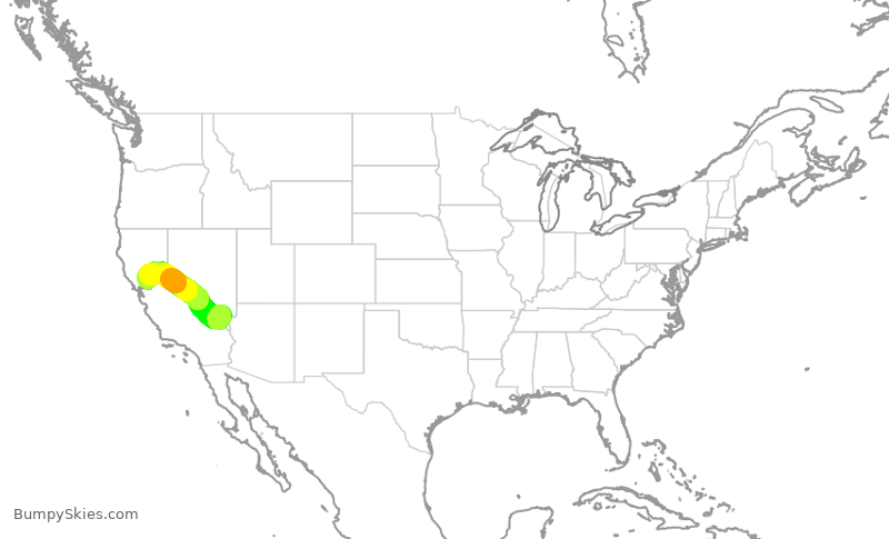 Turbulence forecast map for SWA2353, LAS to SMF