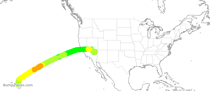 Turbulence forecast map for SWA2354, LAS to OGG