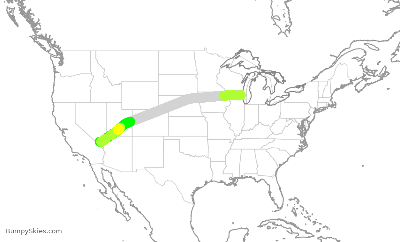 Turbulence forecast map for SWA2354, MKE to LAS