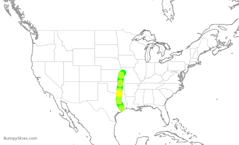 Turbulence forecast map for SWA2359, HOU to MCI