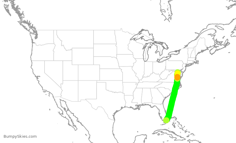 Turbulence forecast map for SWA235, BWI to MIA