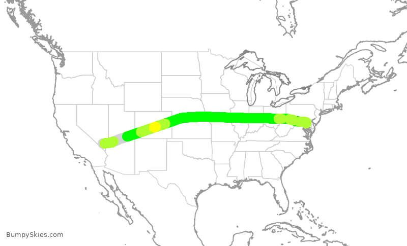 Turbulence forecast map for SWA235, LAS to BWI