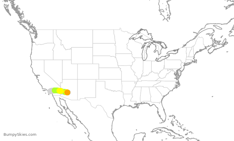 Turbulence forecast map for SWA2362, PHX to SNA