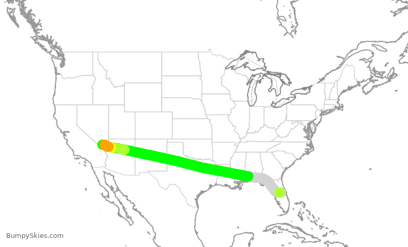 Turbulence forecast map for SWA2365, MCO to LAS