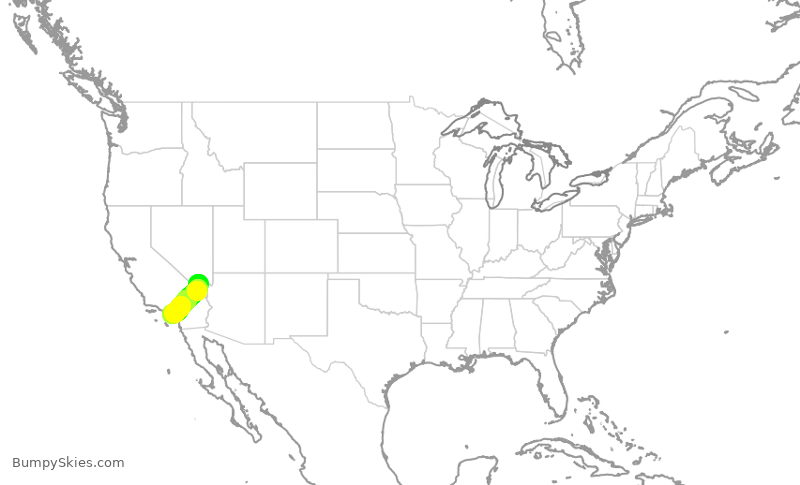 Turbulence forecast map for SWA2366, LAS to SNA