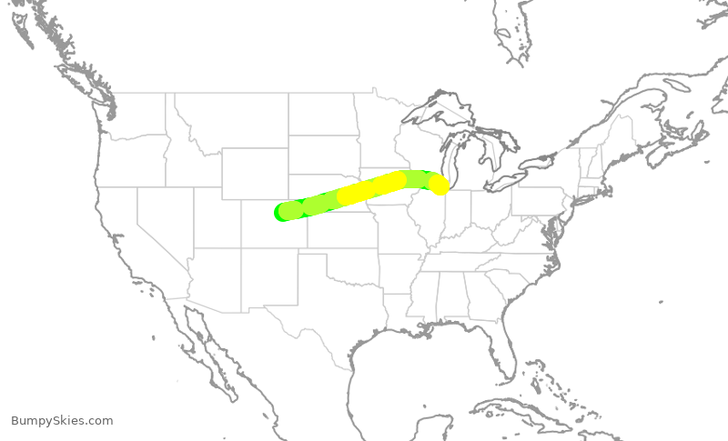 Turbulence forecast map for SWA2367, DEN to ORD