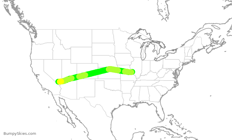 Turbulence forecast map for SWA2369, LAS to STL