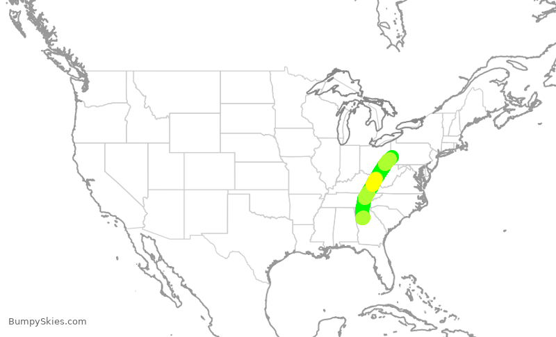 Turbulence forecast map for SWA236, ATL to PIT