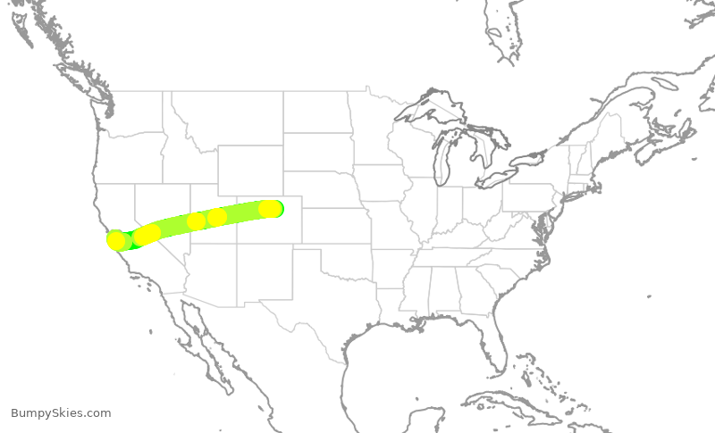 Turbulence forecast map for SWA236, DEN to SJC
