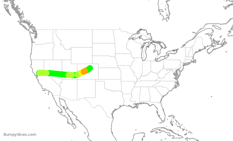 Turbulence forecast map for SWA236, SMF to DEN