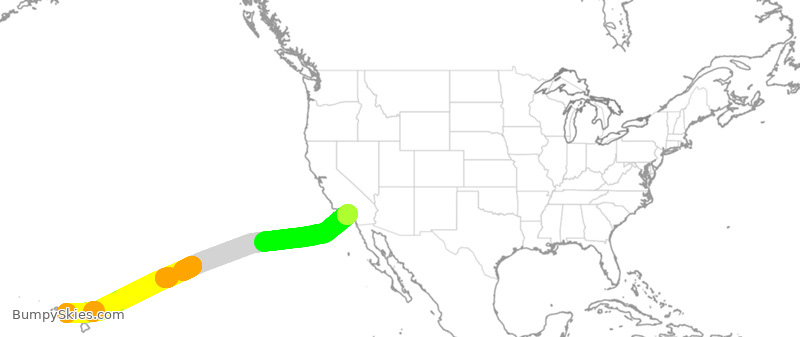 Turbulence forecast map for SWA2378, HNL to LGB